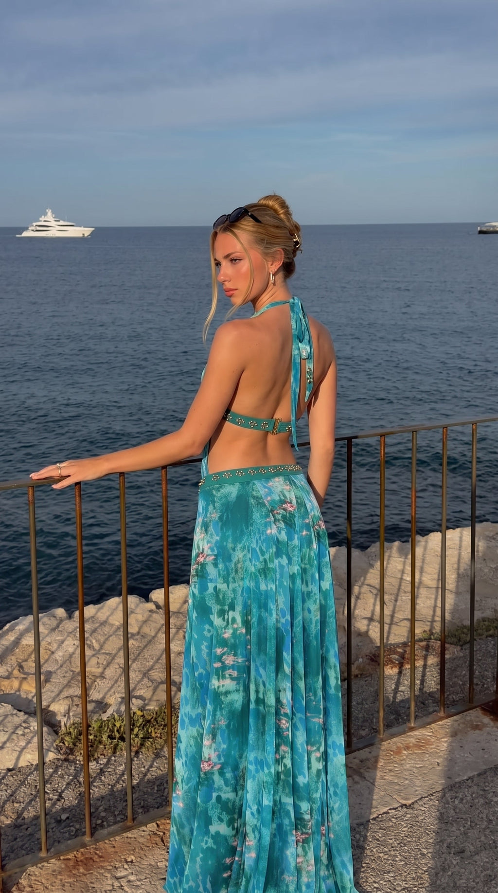 Marina Embellished Halter Maxi Dress