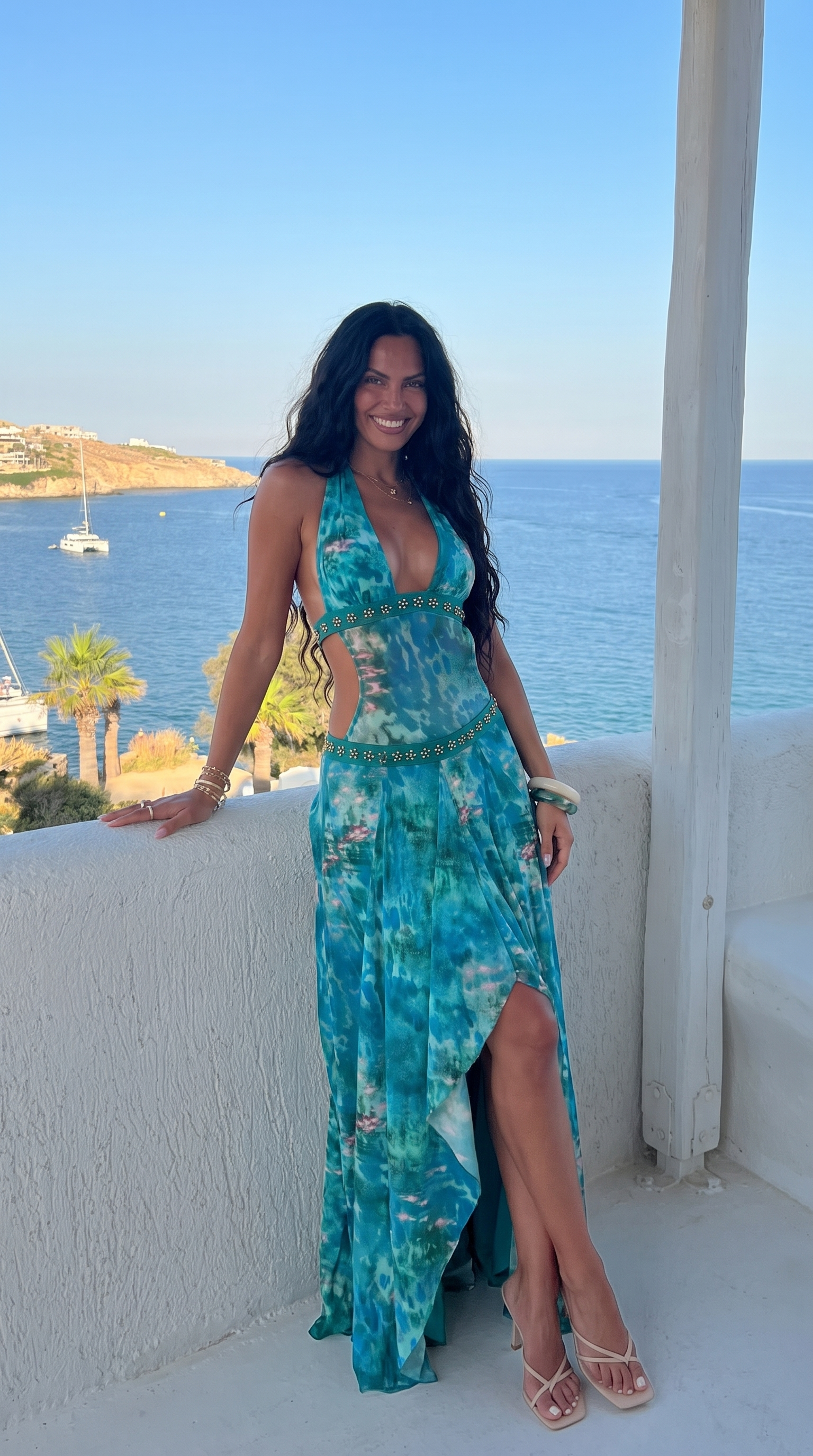 Marina Embellished Halter Maxi Dress