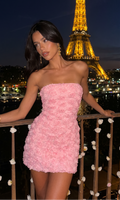 Rosalie Strapless Rosette Mini Dress - Pink