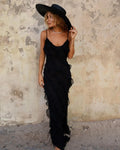 Alessia Cascading Ruffle Maxi Dress - Black