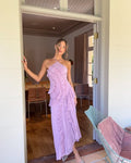 Eloise Pleated Ruffle Halter Maxi Dress - Lilac
