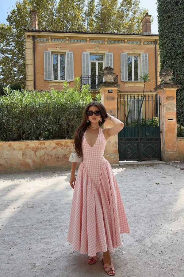 Romina Gingham Midi Dress