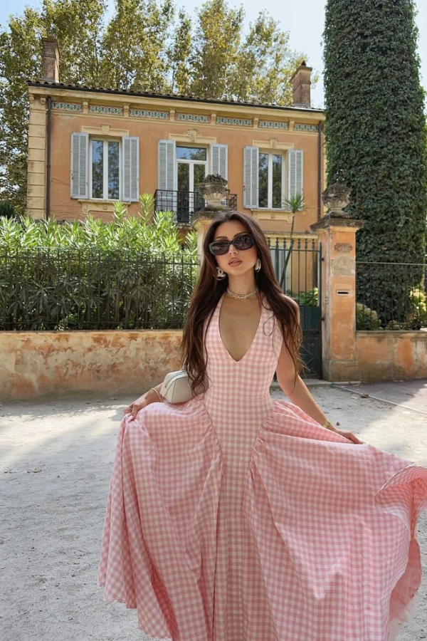 Romina Gingham Midi Dress