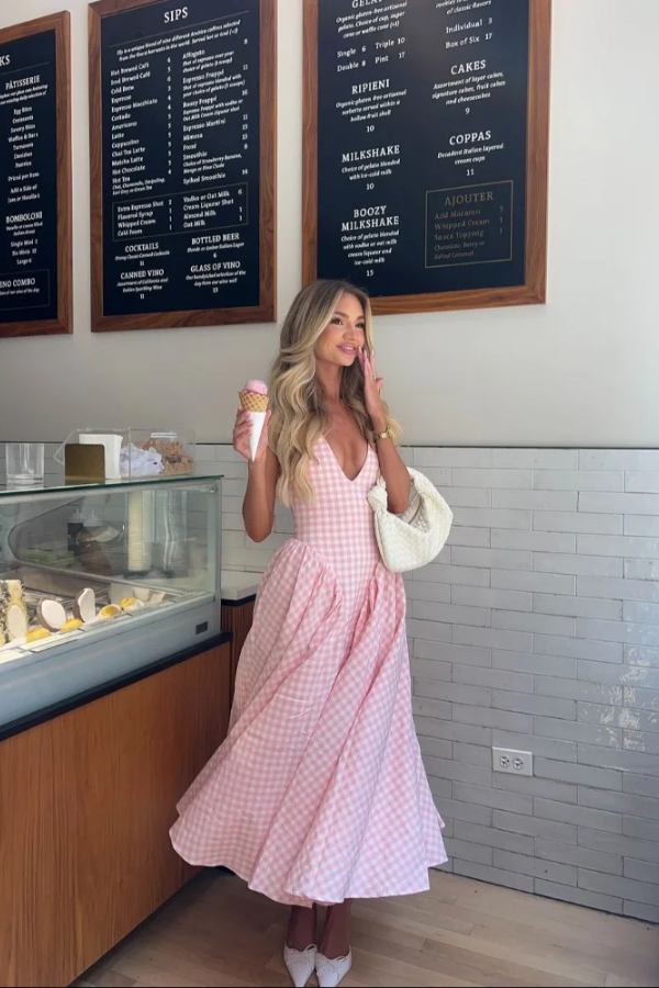 Romina Gingham Midi Dress