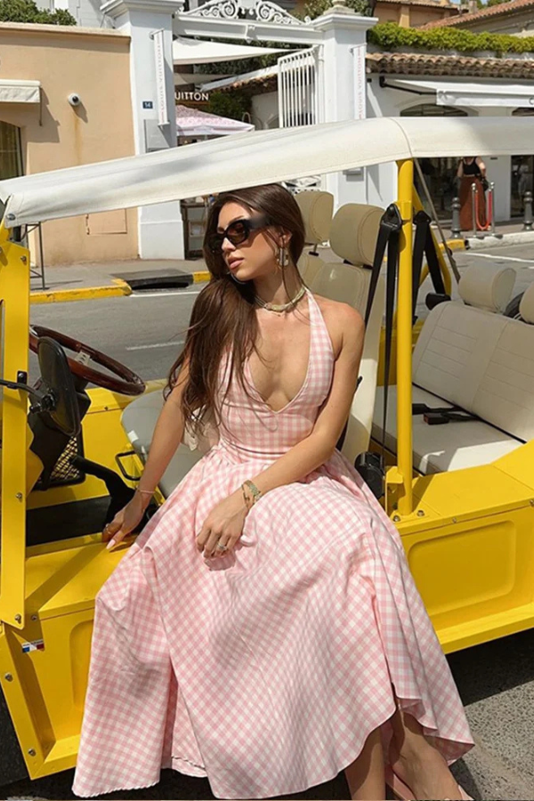 Romina Gingham Midi Dress