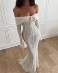 Evangeline Off-Shoulder Lace Corset Maxi Dress