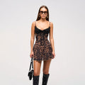 Cleo Leopard Lace Corset Mini Dress