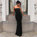 Selene Strapless Draped Maxi Dress - Black