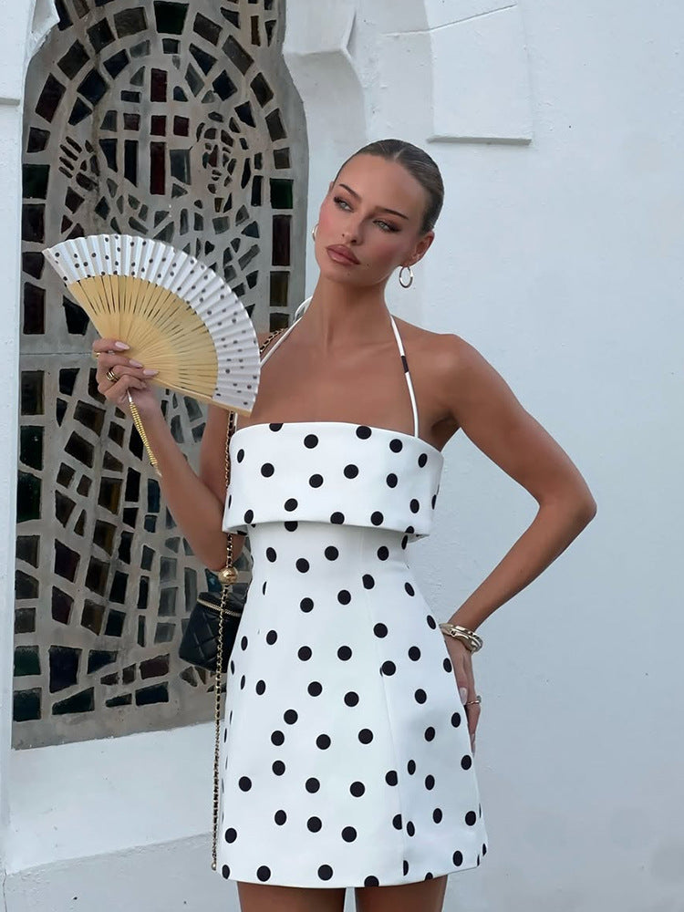 Margot Polka Dot Halter Mini Dress